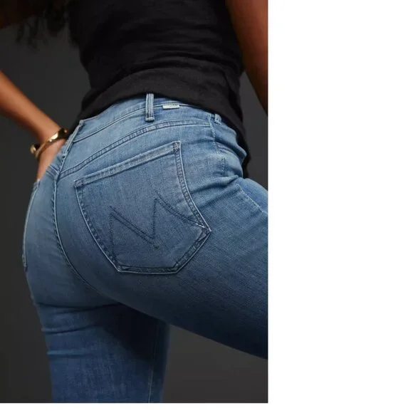 MOTHER The Hustler High-Rise Ankle Fray Jeans 32 blue color NEW NWT - Picture 4 of 8